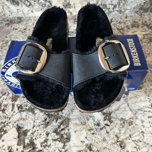 BNIB Birkenstock Madrid big buckle shearling